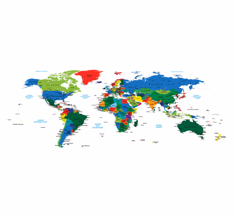Alfombra de vinilo mapamundi carte du monde en couleur - TenVinilo