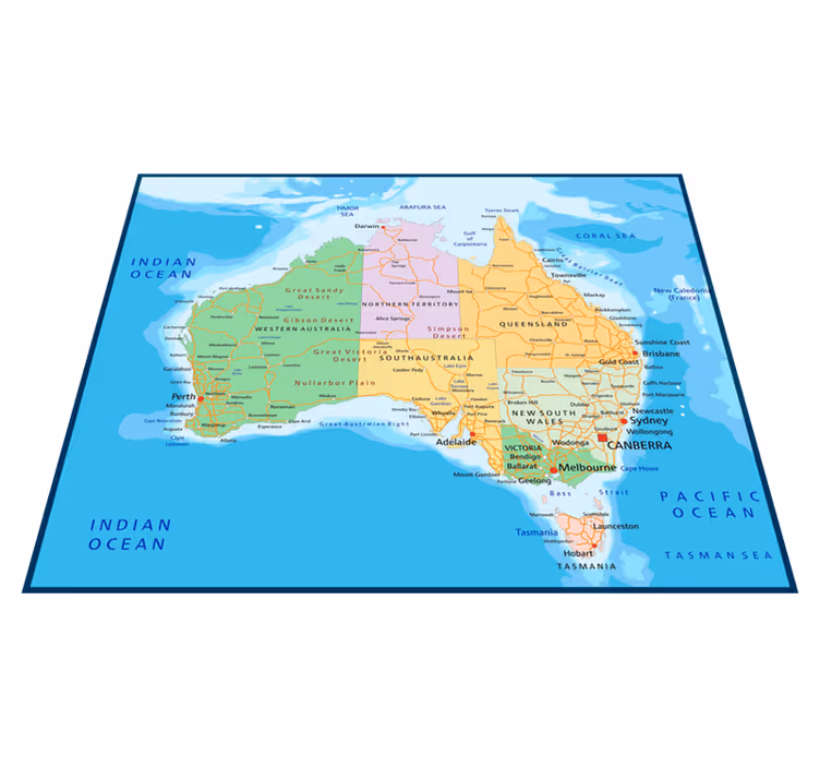 Alfombra de vinilo mapamundi mapa político de australia - TenVinilo