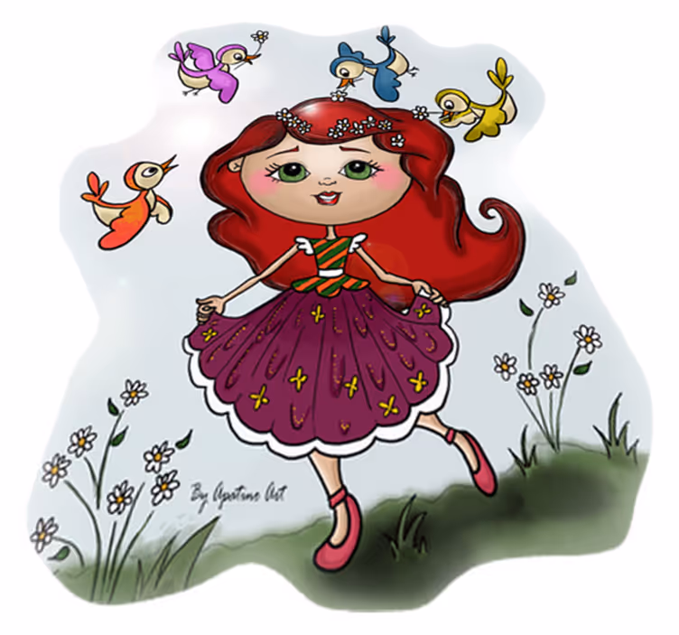 Alfombra de vinilo infantil niña por el campo - TenVinilo
