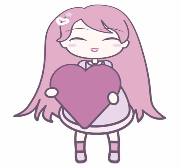 Alfombra de vinilo infantil chica anime trayendo amor - TenVinilo