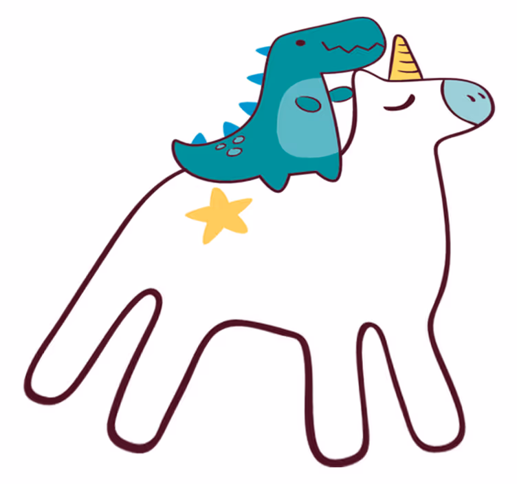 Alfombra de vinilo infantil diseño de unicornio y dinosaurio - TenVinilo