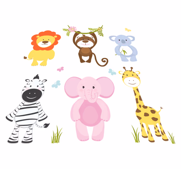 Alfombra de vinilo infantil animales bebés coloridos - TenVinilo