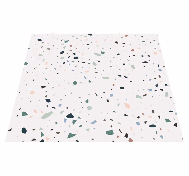 Alfombra vinílica baño terrazo blanco - TenVinilo