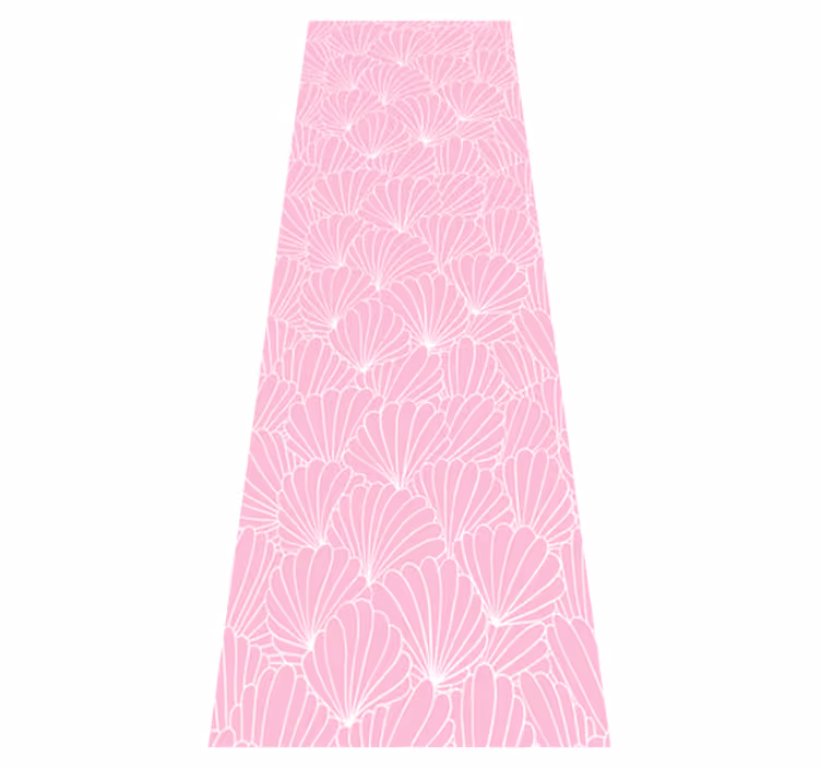 Alfombra vinílica baño estilo kawaii con conchas rosas - TenVinilo
