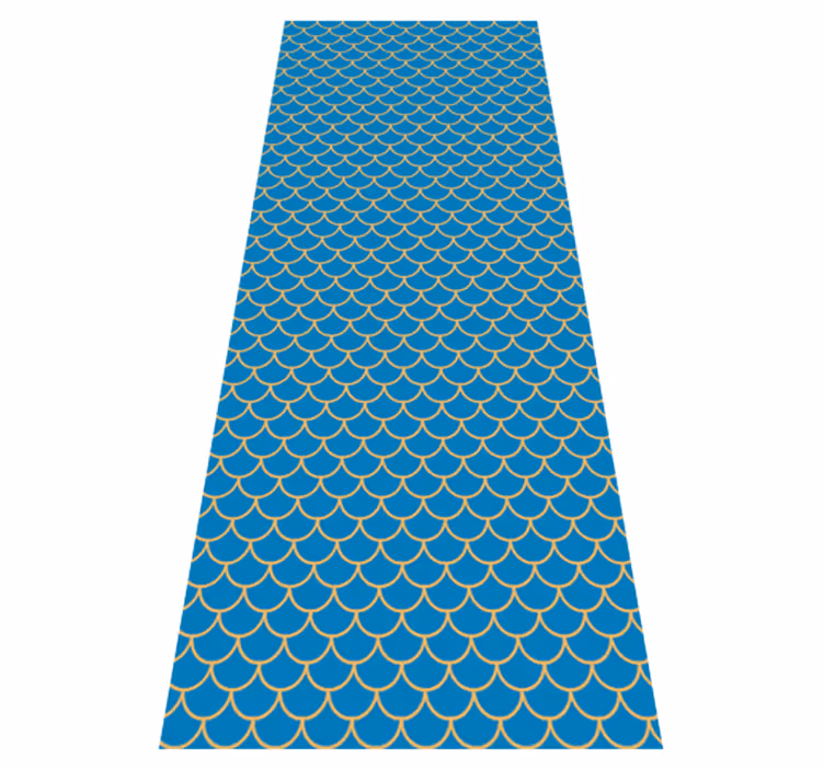 Alfombra vinílica baño patrón de escamas de pez azul - TenVinilo