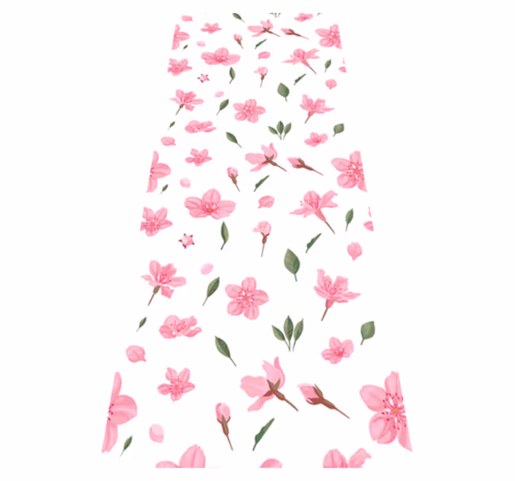 Alfombra vinílica baño flores de cerezo rosa acuareladas - TenVinilo