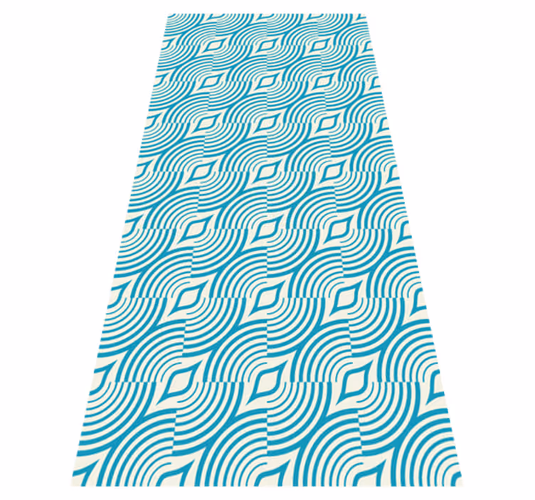 Alfombra vinílica baño diseño líneas azules mar - TenVinilo