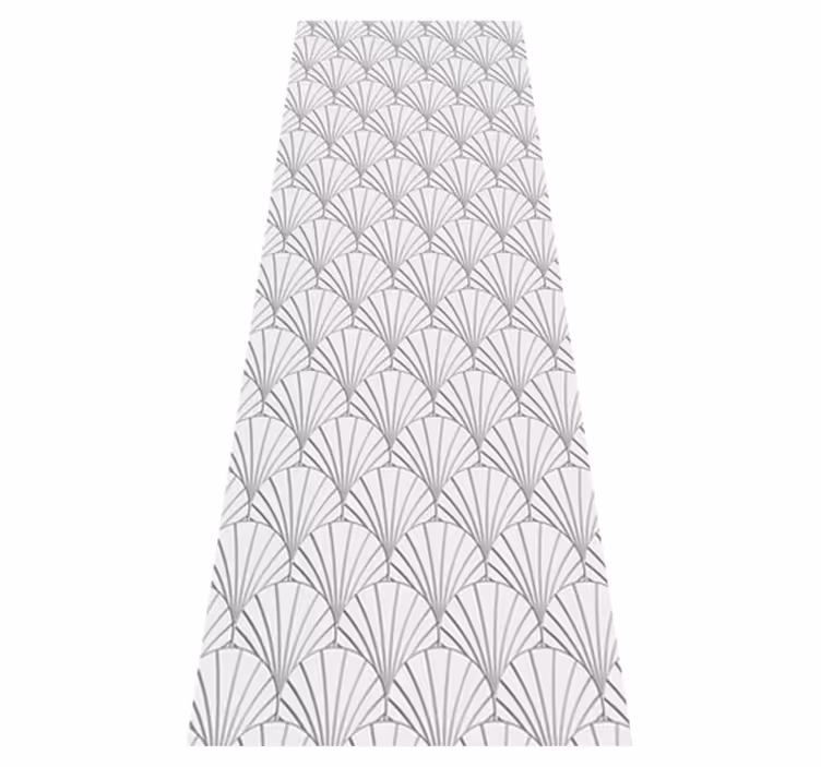 Alfombra vinílica baño patrón de conchas blancas art deco - TenVinilo