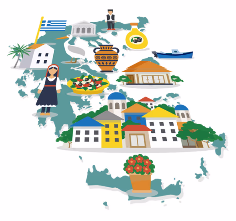 Alfombra de vinilo mapamundi mapa de grecia e islas - TenVinilo