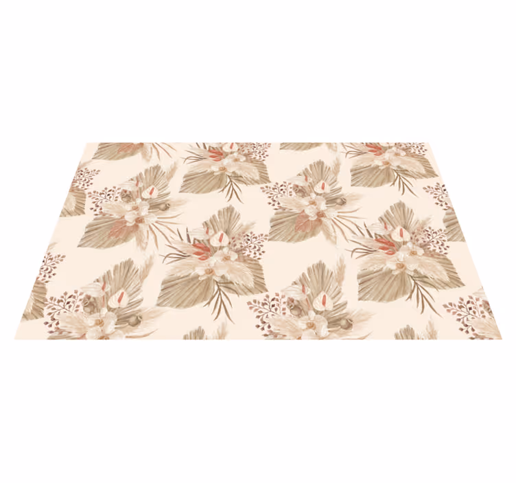 Alfombra vinílica baño flores secas con pampas - TenVinilo