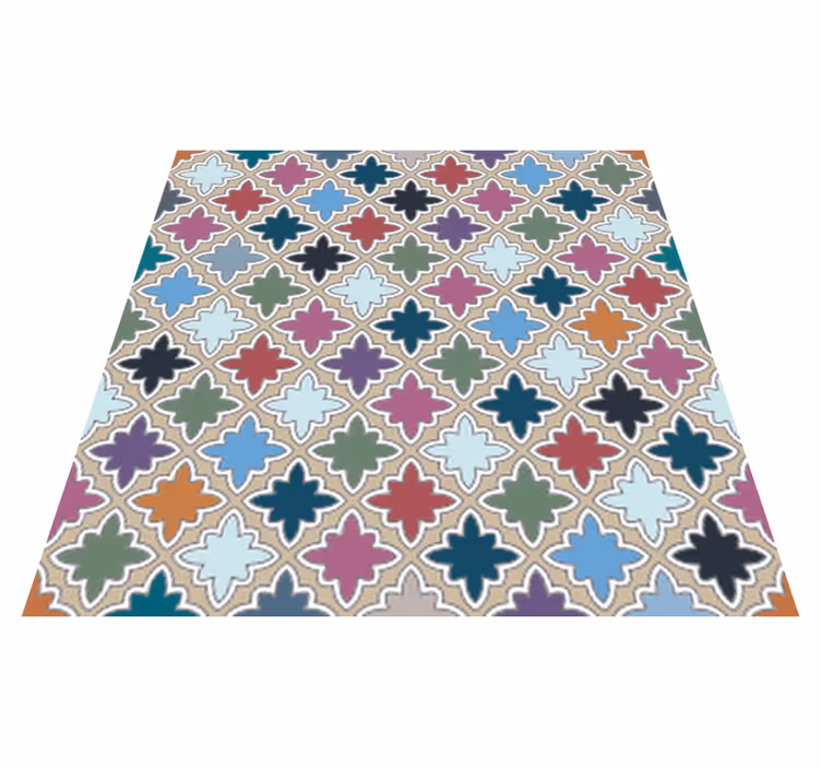 Alfombra vinílica baño patrón de azulejos vintage colorido - TenVinilo