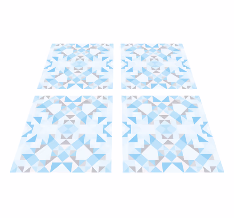 Alfombra vinílica baño adhesivo azulejos vintage azul gris - TenVinilo