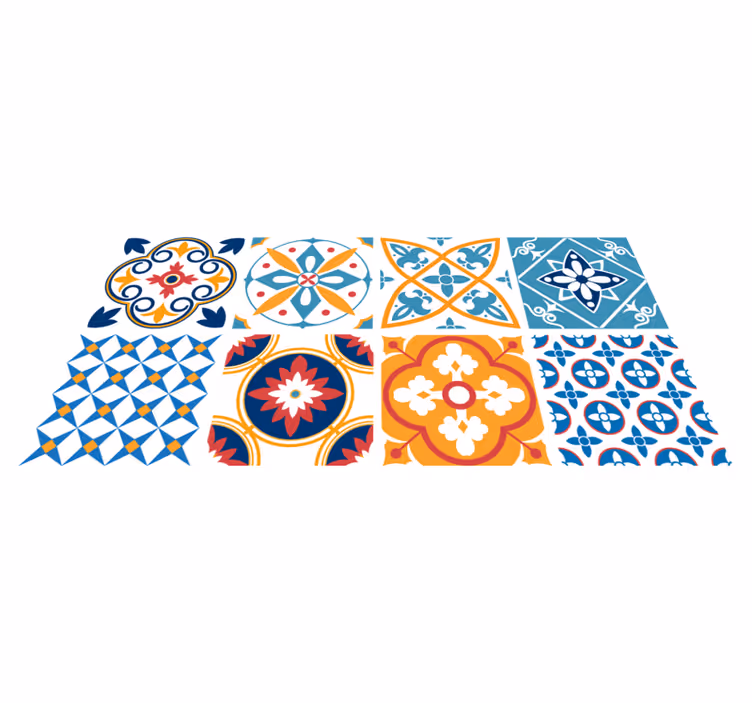 Alfombra vinílica cocina sevrinia azulejos de cemento - TenVinilo