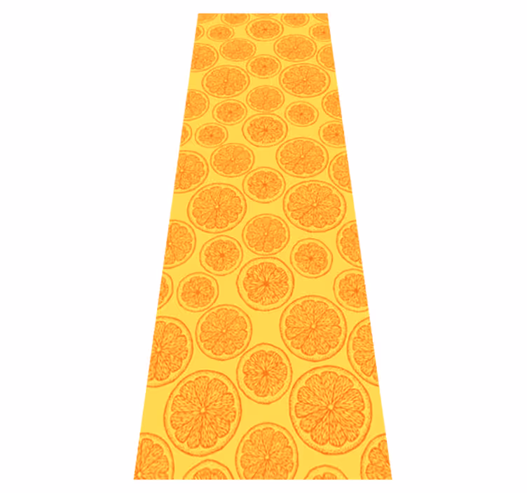 Alfombra vinílica cocina diseño naranja dibujado a mano - TenVinilo