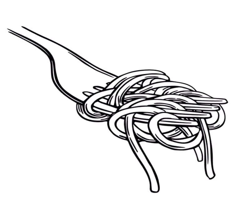 Alfombra vinílica cocina estilo grabado de tenedor spaguetti - TenVinilo