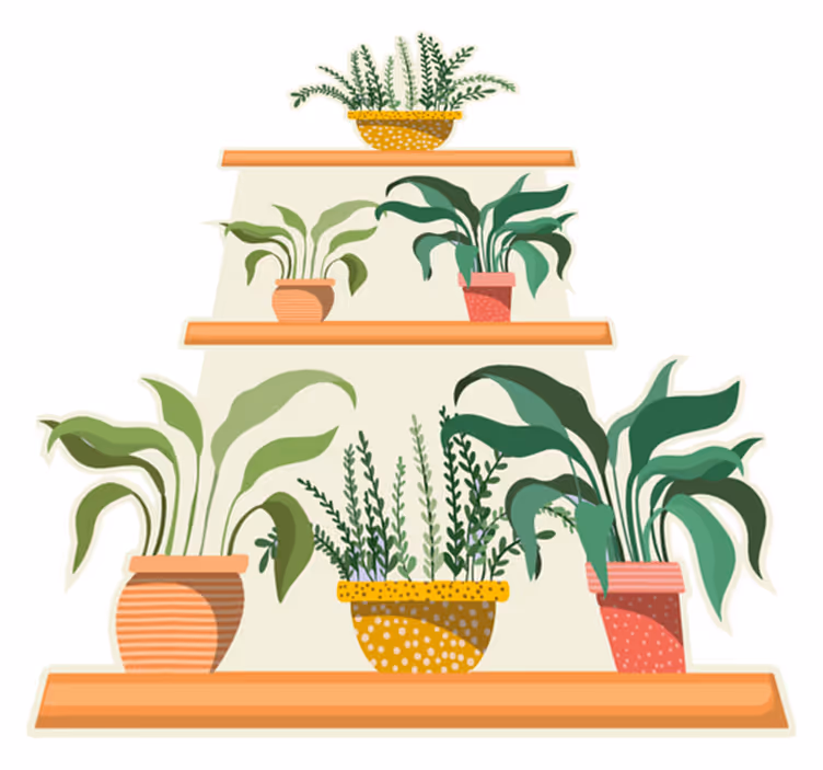 Alfombra vinílica cocina estante para plantas watercolo - TenVinilo