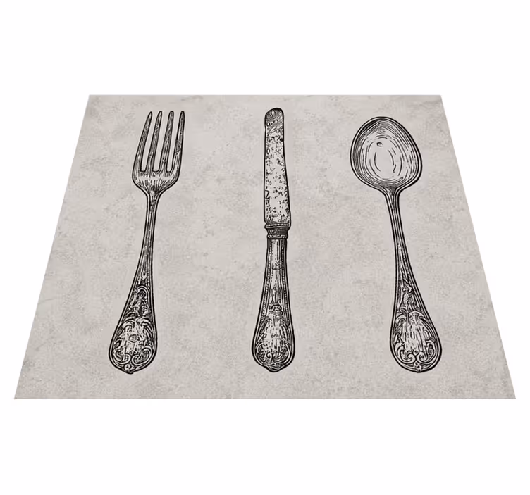 Alfombra vinílica cocina cutlery gris - TenVinilo
