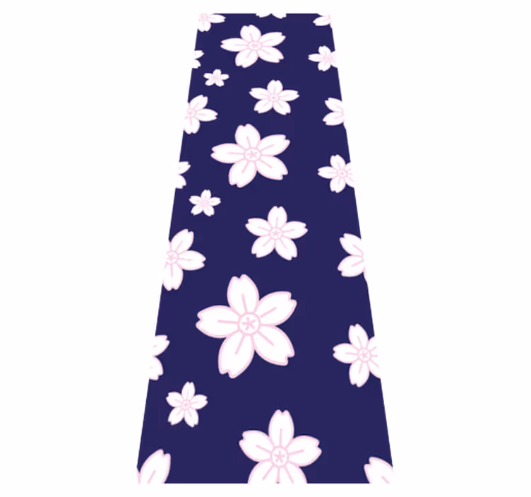 Alfombra vinílica dormitorio fondo azul flores de ciruelo - TenVinilo