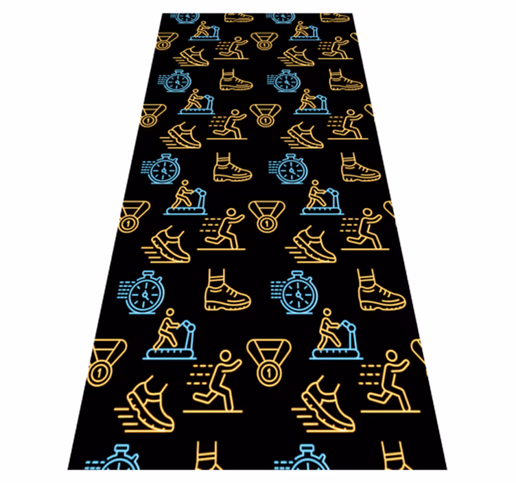 Alfombra vinílica dormitorio iconos vectoriales neón negro - TenVinilo