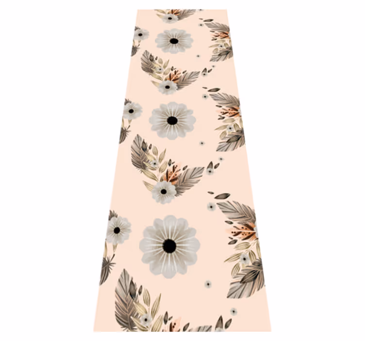 Alfombra vinílica dormitorio flores pastel rosa y negro - TenVinilo