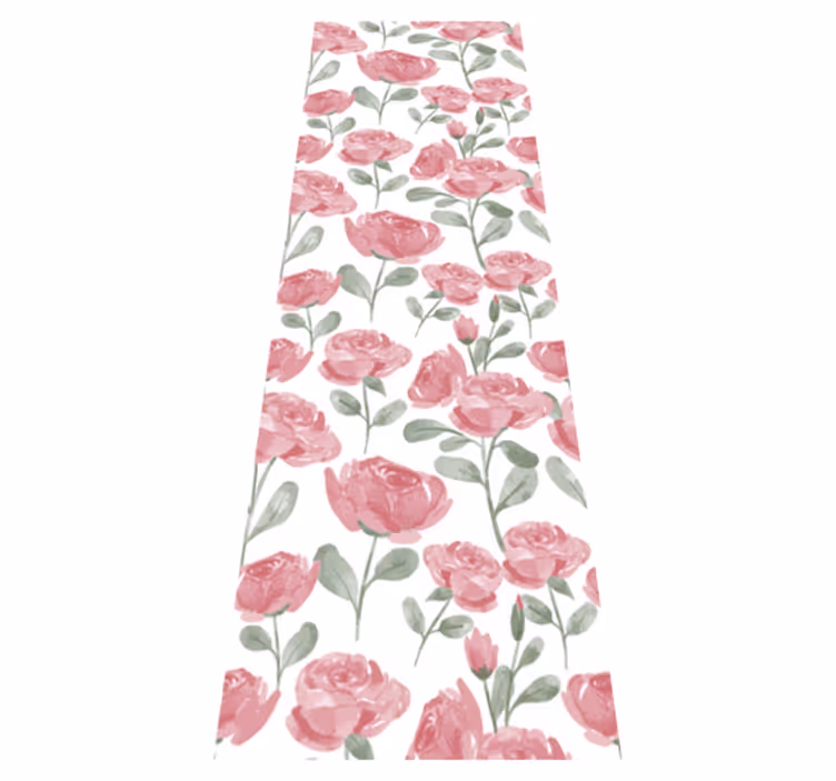 Alfombra vinílica dormitorio patrón rosa vintage natural - TenVinilo