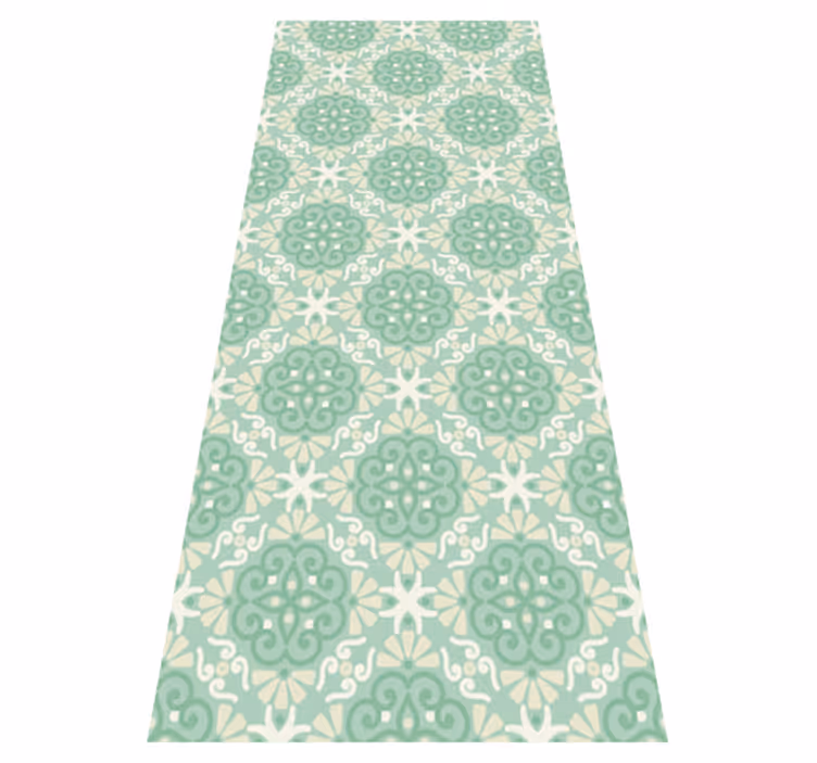 Alfombra vinílica dormitorio diseño floral verde nórdico - TenVinilo
