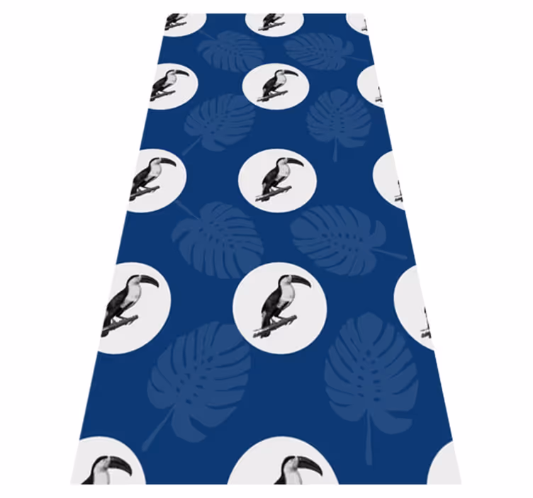 Alfombra vinílica dormitorio diseño de ave azul africano - TenVinilo