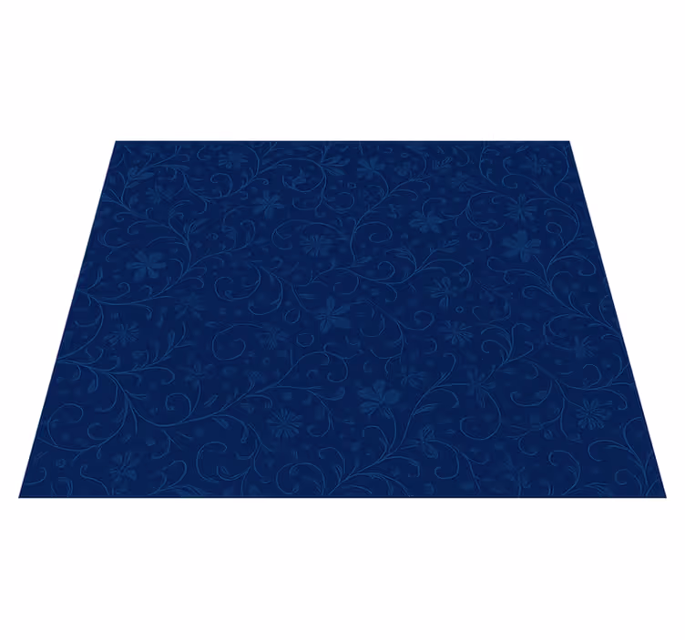 Alfombra vinílica dormitorio motivo floral azul marino - TenVinilo