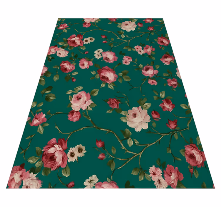 Alfombra vinílica dormitorio flores de Árbol pintadas - TenVinilo