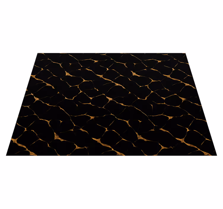 Alfombra vinílica dormitorio mármol negro con vetas doradas - TenVinilo