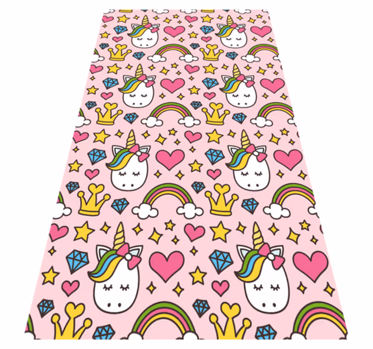Alfombra vinílica dormitorio arcoíris y unicornios - TenVinilo