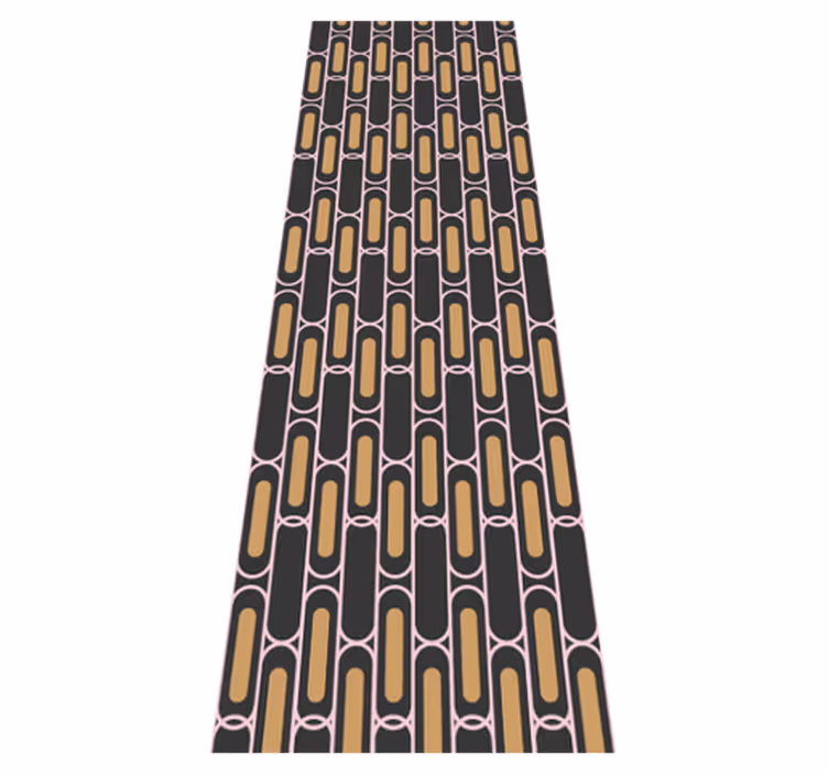 Alfombra vinílica dormitorio patrón geométrico marrón y rosa - TenVinilo
