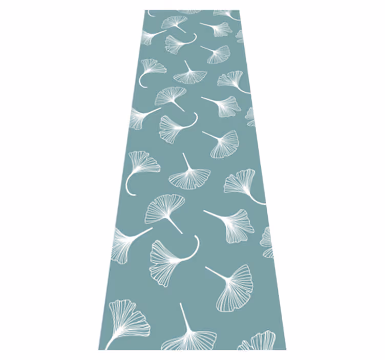 Alfombra vinílica nórdica hojas de ginkgo azul claro - TenVinilo