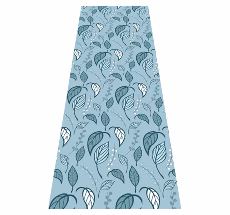 Alfombra vinílica nórdica diseño hojas azules - TenVinilo