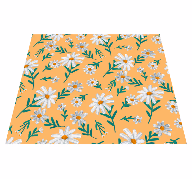 Alfombra vinílica naturaleza fondo amarillo margaritas - TenVinilo