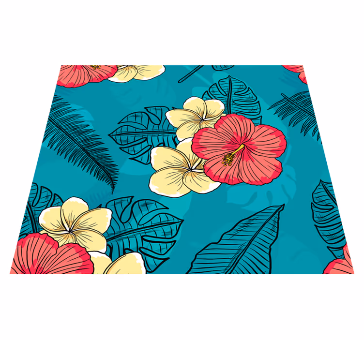 Alfombra vinílica naturaleza flores hawaianas - TenVinilo