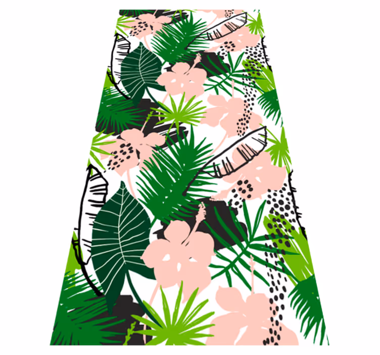 Alfombra vinílica naturaleza hojas y flores tropicales - TenVinilo