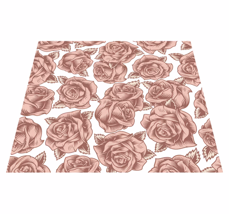 Alfombra vinílica naturaleza rosas retro - TenVinilo