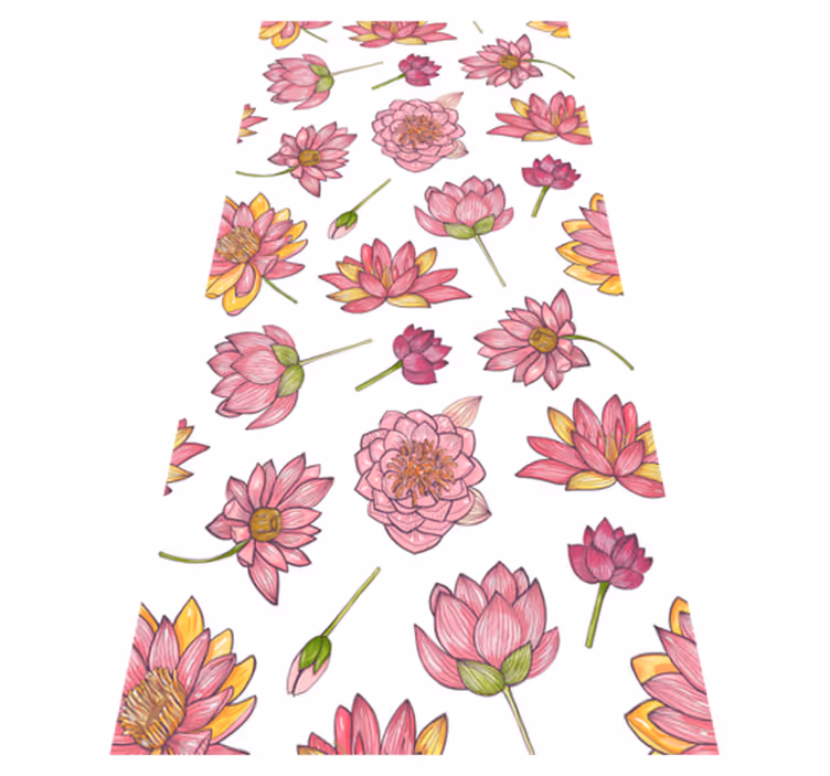 Alfombra vinílica naturaleza flores de loto rosa - TenVinilo