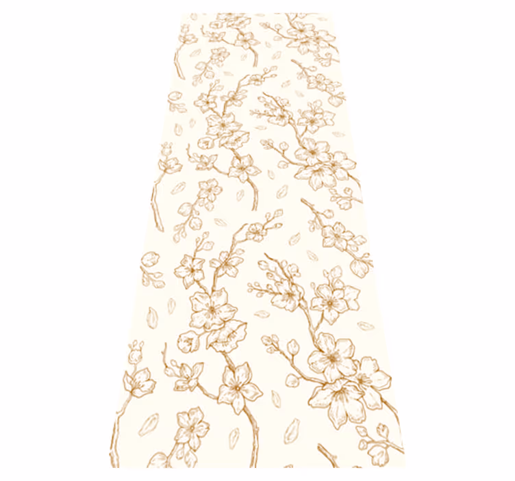 Alfombra vinílica naturaleza flor de cerezo crema - TenVinilo