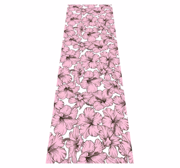 Alfombra vinílica naturaleza patrón hibisco rosa - TenVinilo