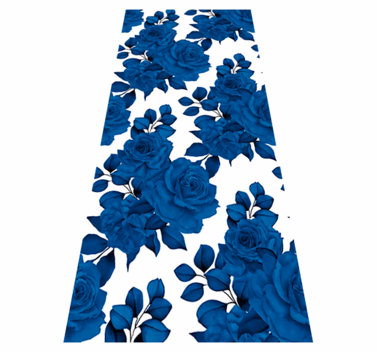 Alfombra vinílica naturaleza flores azules nostálgicas - TenVinilo