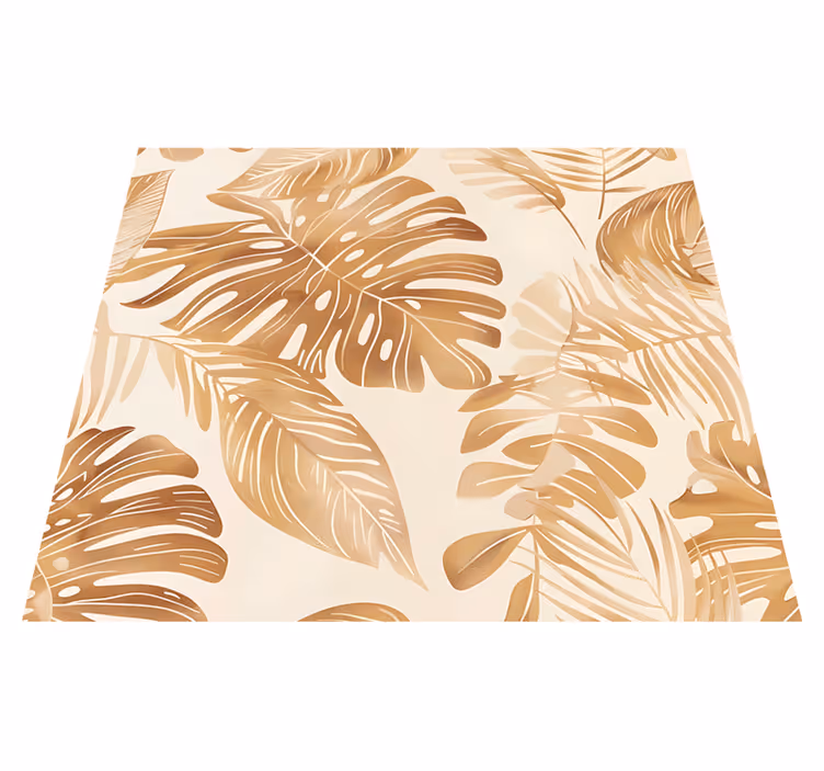 Alfombra vinílica naturaleza diseño hojas grandes beige - TenVinilo