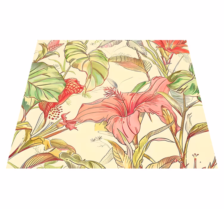 Alfombra vinílica naturaleza patrón flores inglesas - TenVinilo