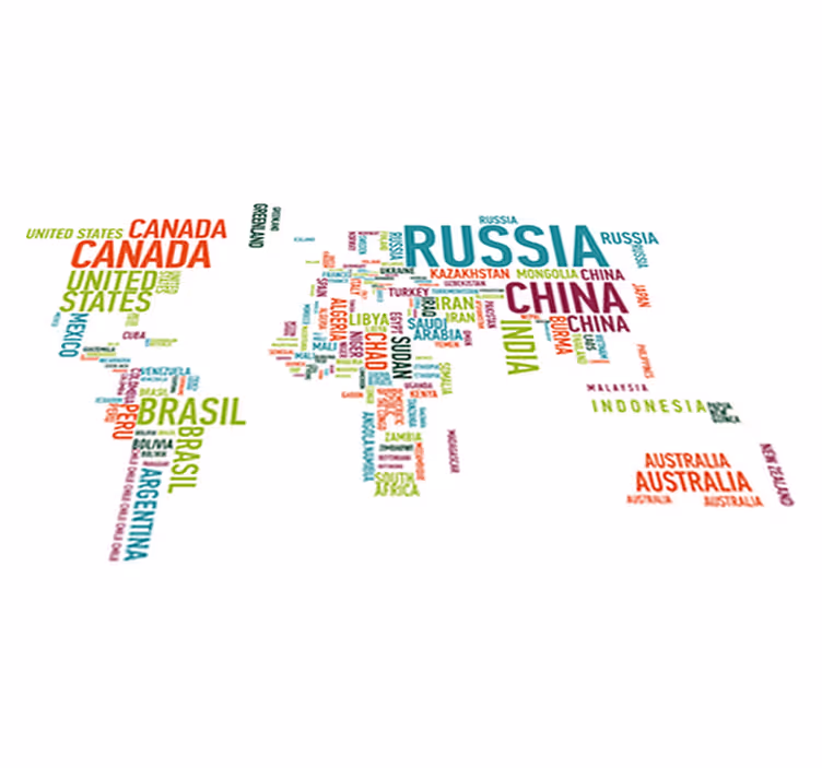 Alfombra de vinilo mapamundi países color fondo - TenVinilo