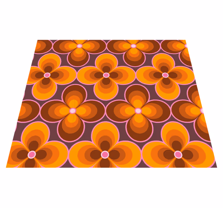 Alfombra vinílica vintage con patrón floral retro groovy - TenVinilo