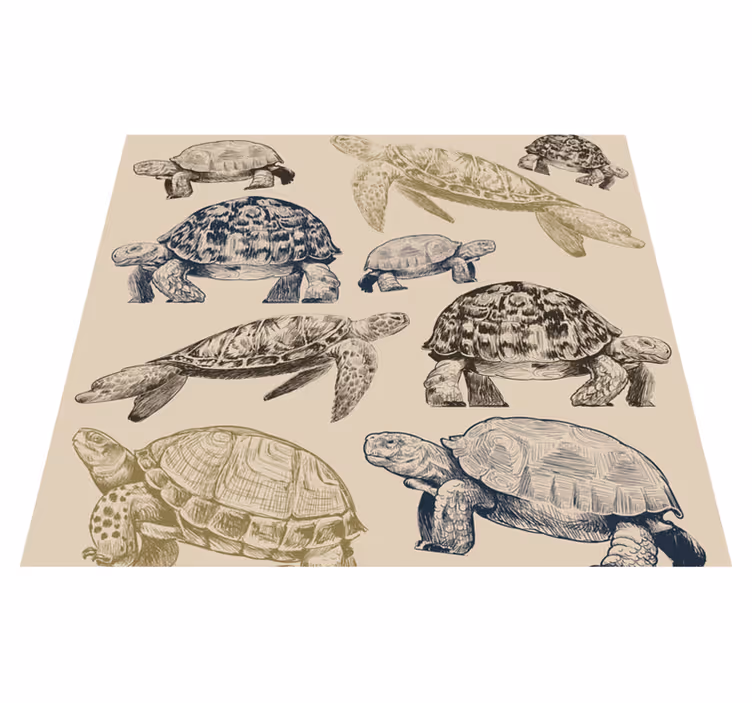 Alfombra vinílica animales tortugas fondo beige - TenVinilo