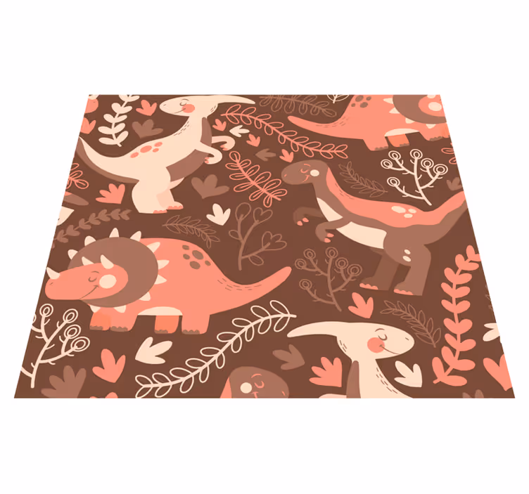Alfombra vinílica animales dinosaurios y hojas - TenVinilo