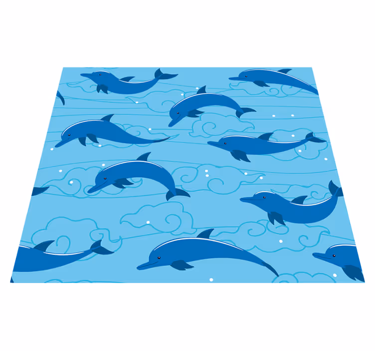 Alfombra vinílica animales cielo con nubes y delfines - TenVinilo
