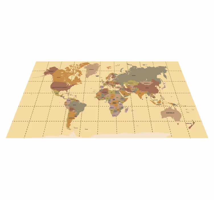Alfombra de vinilo mapamundi beige antiguo - TenVinilo